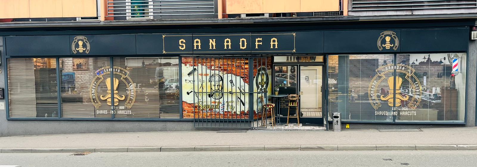 Außenansicht des Sanadfa Barbershops